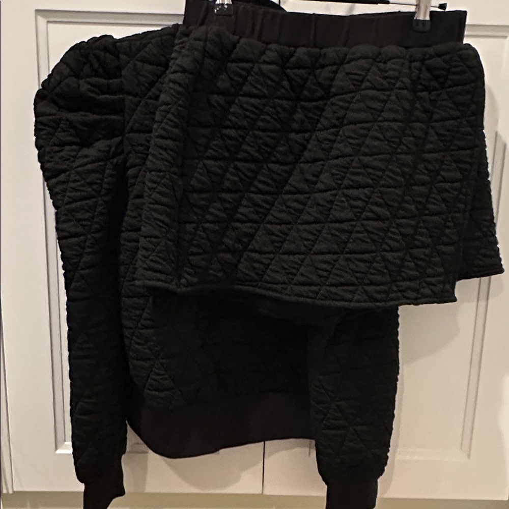 Quilted Black Women's Pullover Sweatshirt and skort